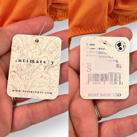 NWT Free People Intimately Night Owl Bodysuit Size S Super Tropical Orange $68 - Picture 6 of 12